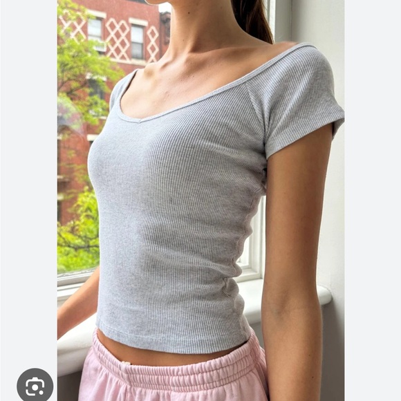Brandy Melville Tops - BRANDY MELVILLE SHORT SLEEVE TOP GREY